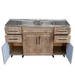 DOMSA - Kit Mueble Lavaplatos PVC150W Nogal 150x50x90cm