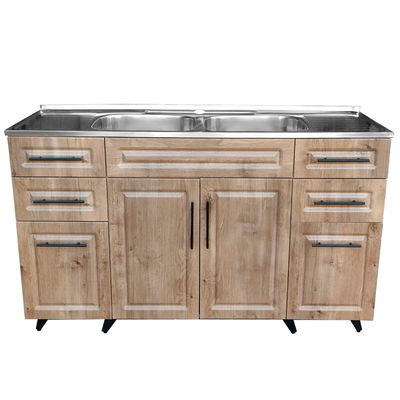 Imagen 2 del producto Kit Mueble Lavaplatos PVC150W Nogal 150x50x90cm…