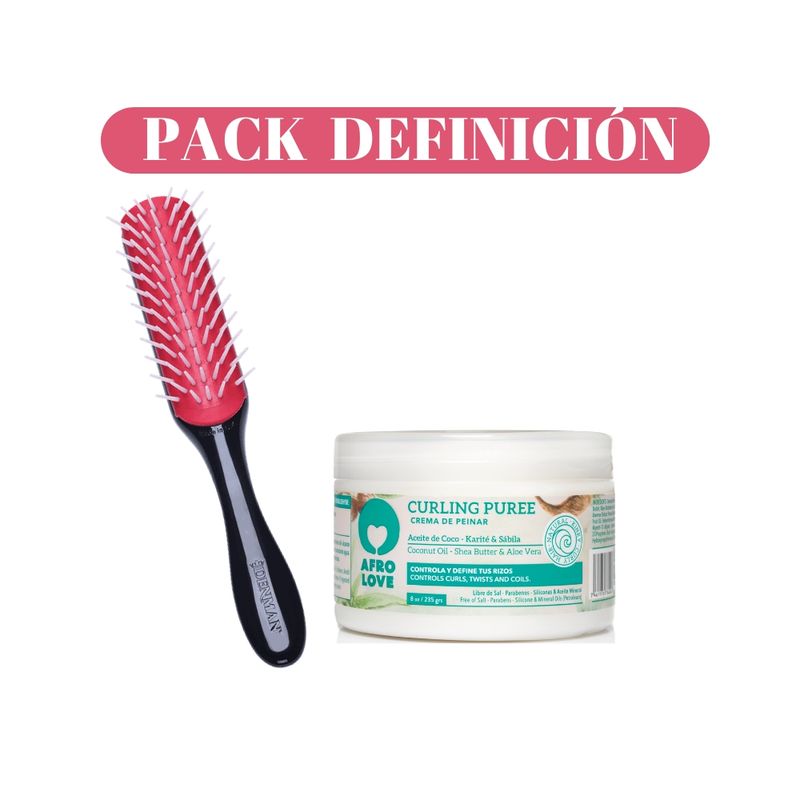 AFRO LOVE - PACK DEFINICION AFRO LOVE CREMA DE PEINAR Y CEPILLO DENMAN D31