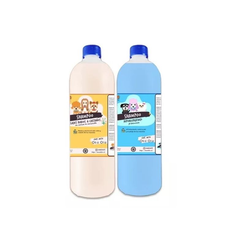 MASCOKITS - Pack Shampoo Perro Hipoalergénico- Pelaje Rubio Castaños 1lt
