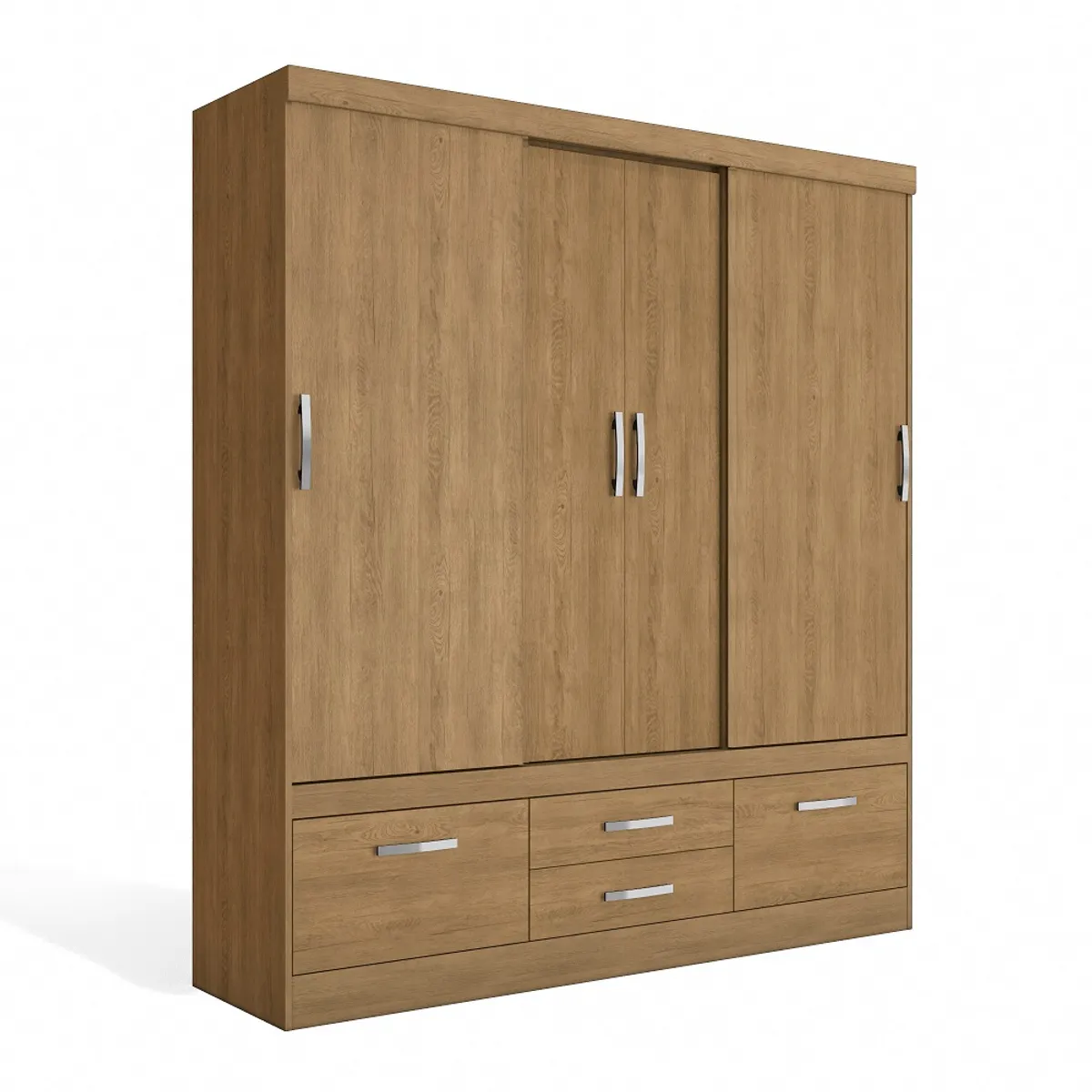 YARDAS - Closet Yardas Alexa Nogal Puertas Correderas y Batientes 4 Cajones