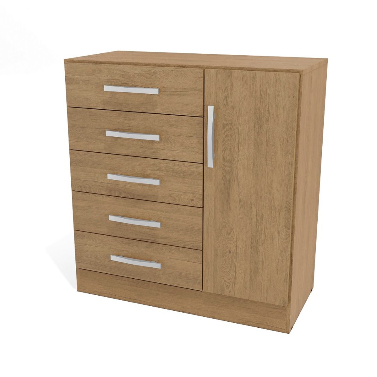 YARDAS - Cómoda Yardas Beatriz Nogal 5 Cajones 1 Puerta