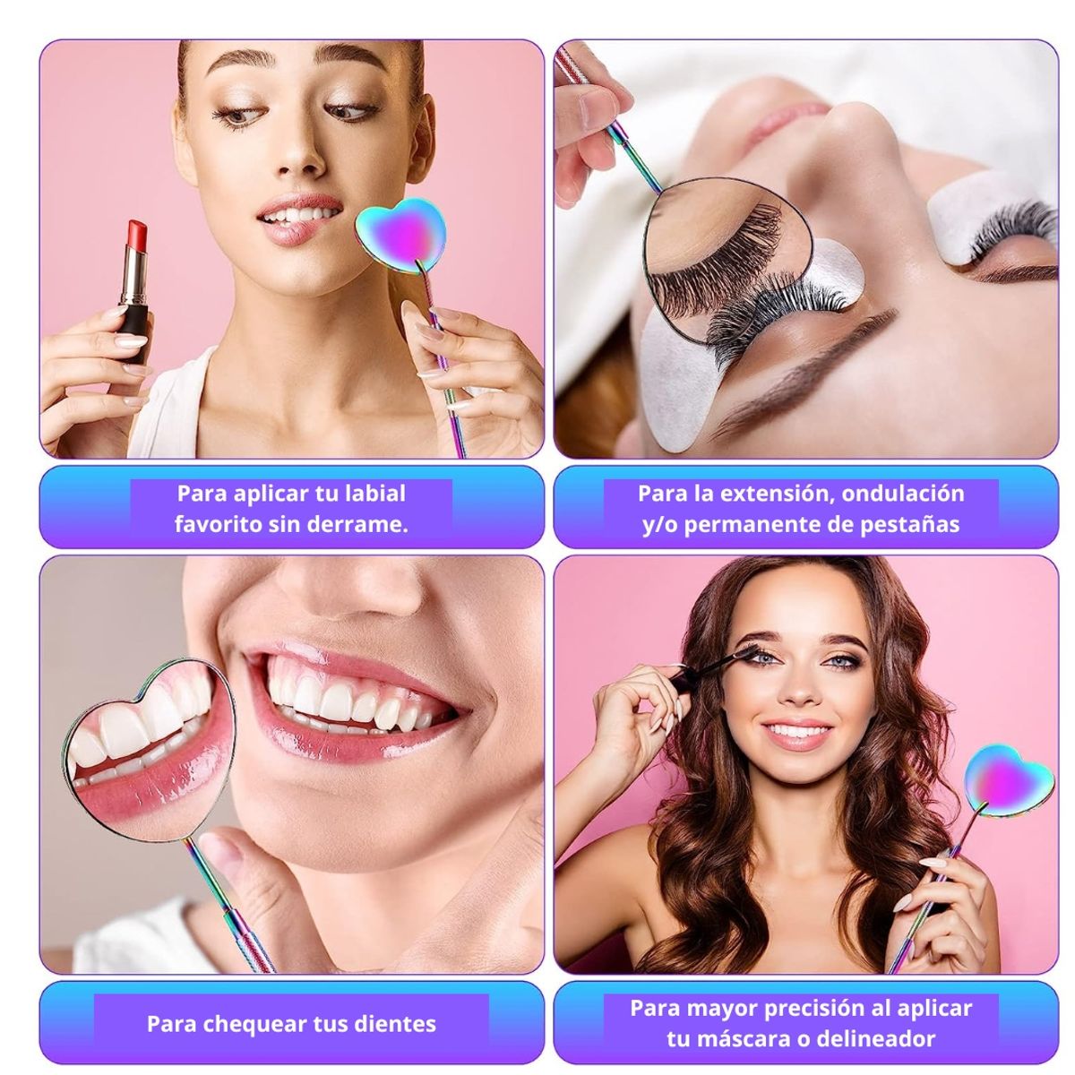 GENERICO - Espejo en forma de corazón con aumento