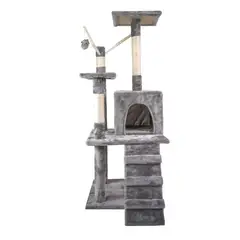 OLINA - Rascador de gatos de árbol tres niveles Bob gris claro