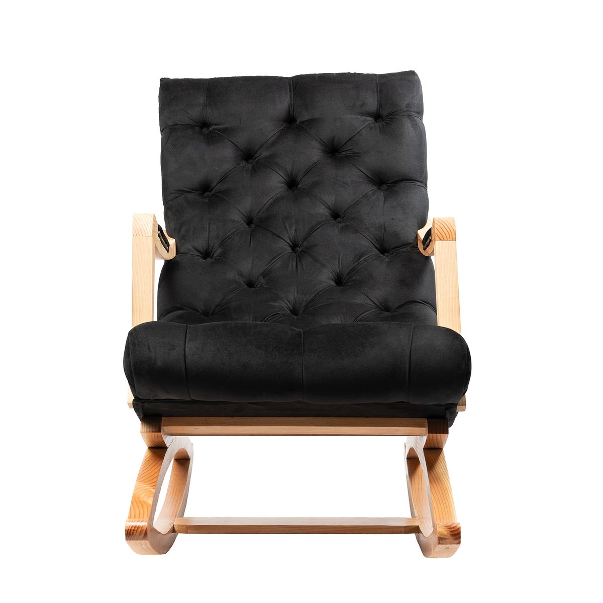 MUEBLES NEW - Silla Mecedora Capitone Negro Felpa.