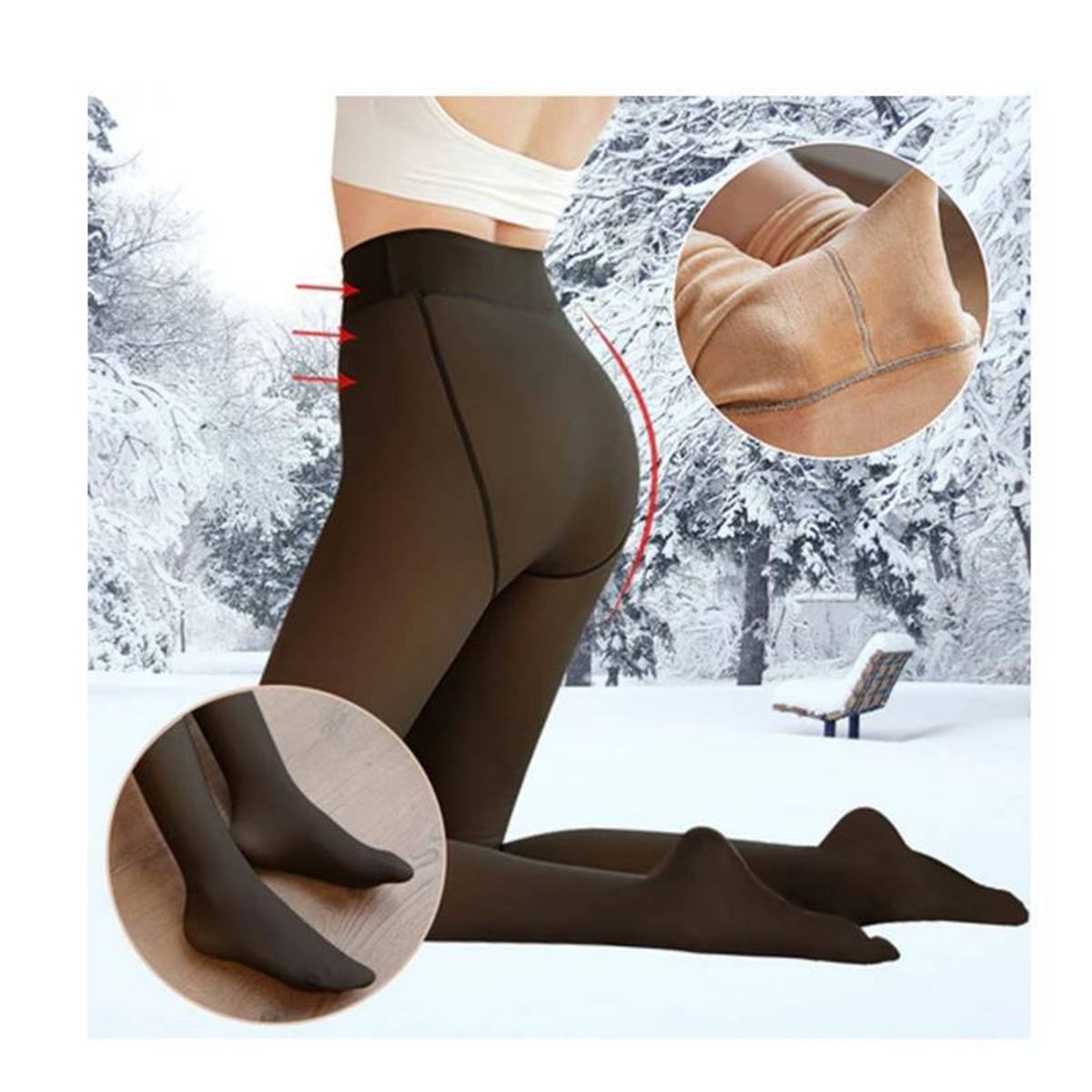 EVERSO - Pack 2 Calza Efecto Piel Panty Con Chiporro Invierno Con Pie.