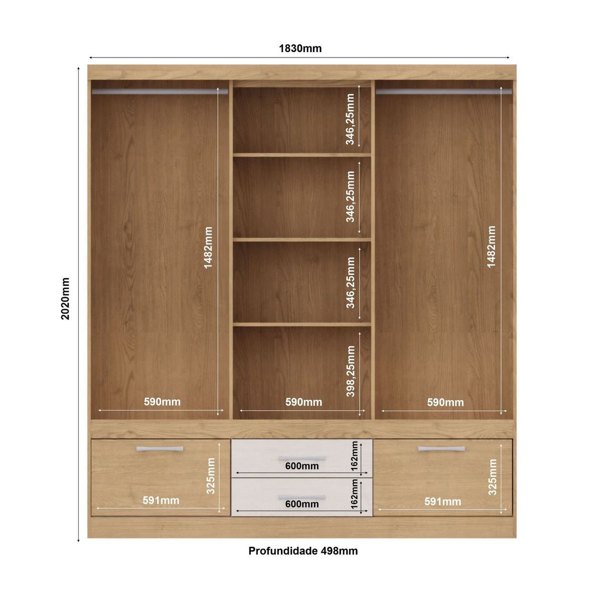 YARDAS - Closet Yardas Alexa Albayalde / Angelín Puertas Correderas y Batientes 4 Cajoness