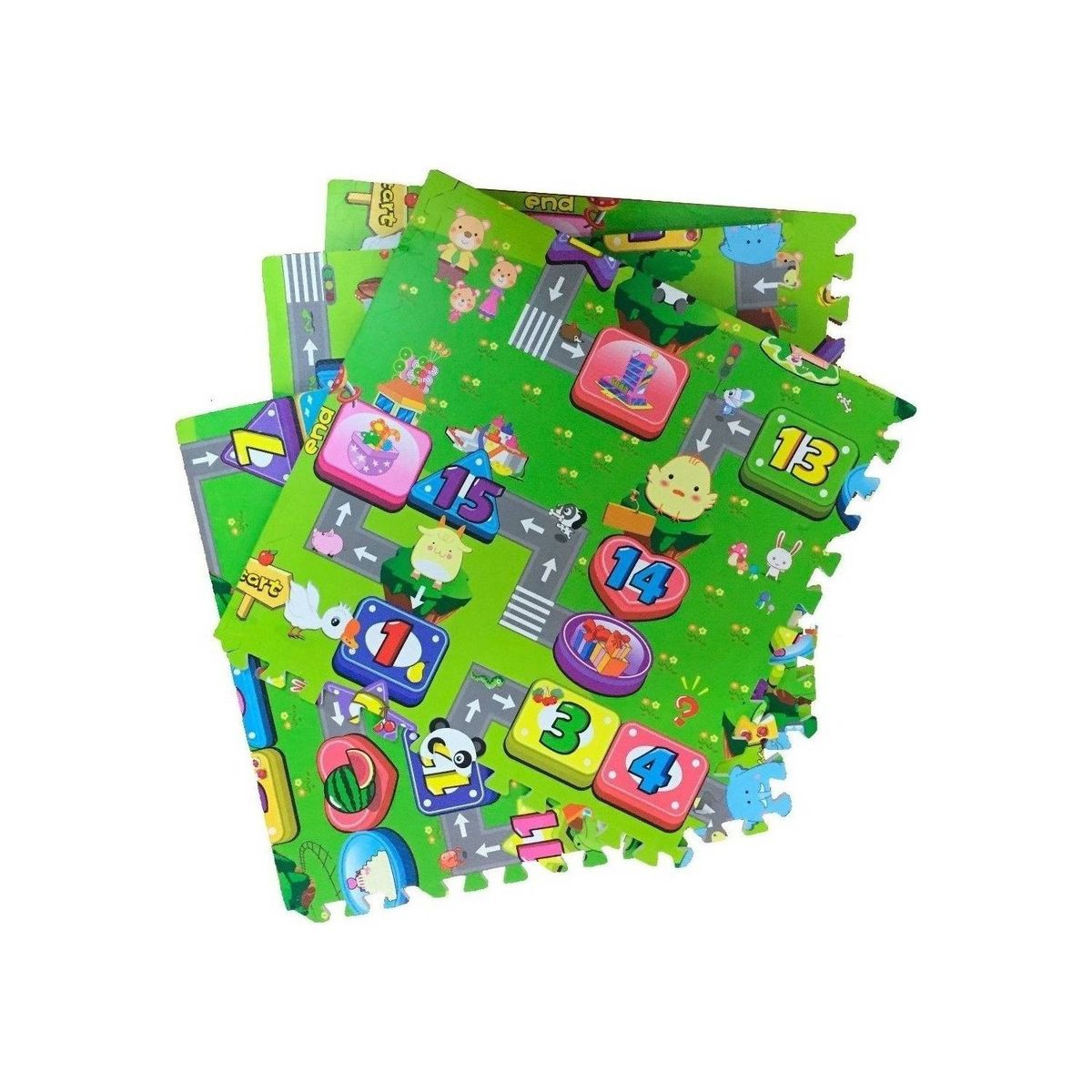 U BUY - Alfombras Piso Goma Eva Estampado Set 4 Cuadros 60x60cm