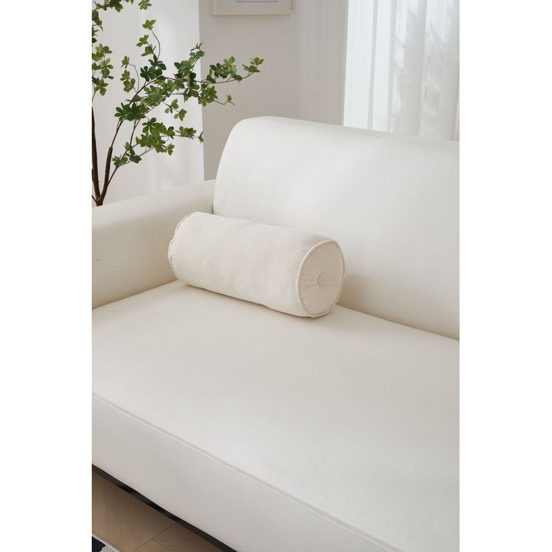 TODOHOGAR SANTIAGO DE CHILE - cojín cilíndrico beige terciopelo