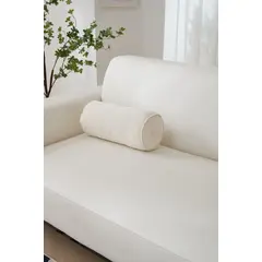 TODOHOGAR SANTIAGO DE CHILE - Cojín cilíndrico beige terciopelo