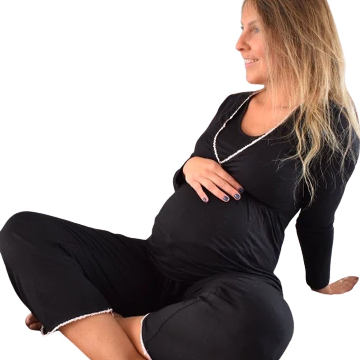 MADREMIA - Pijama Maternal Lactancia Sol Negro Madremía