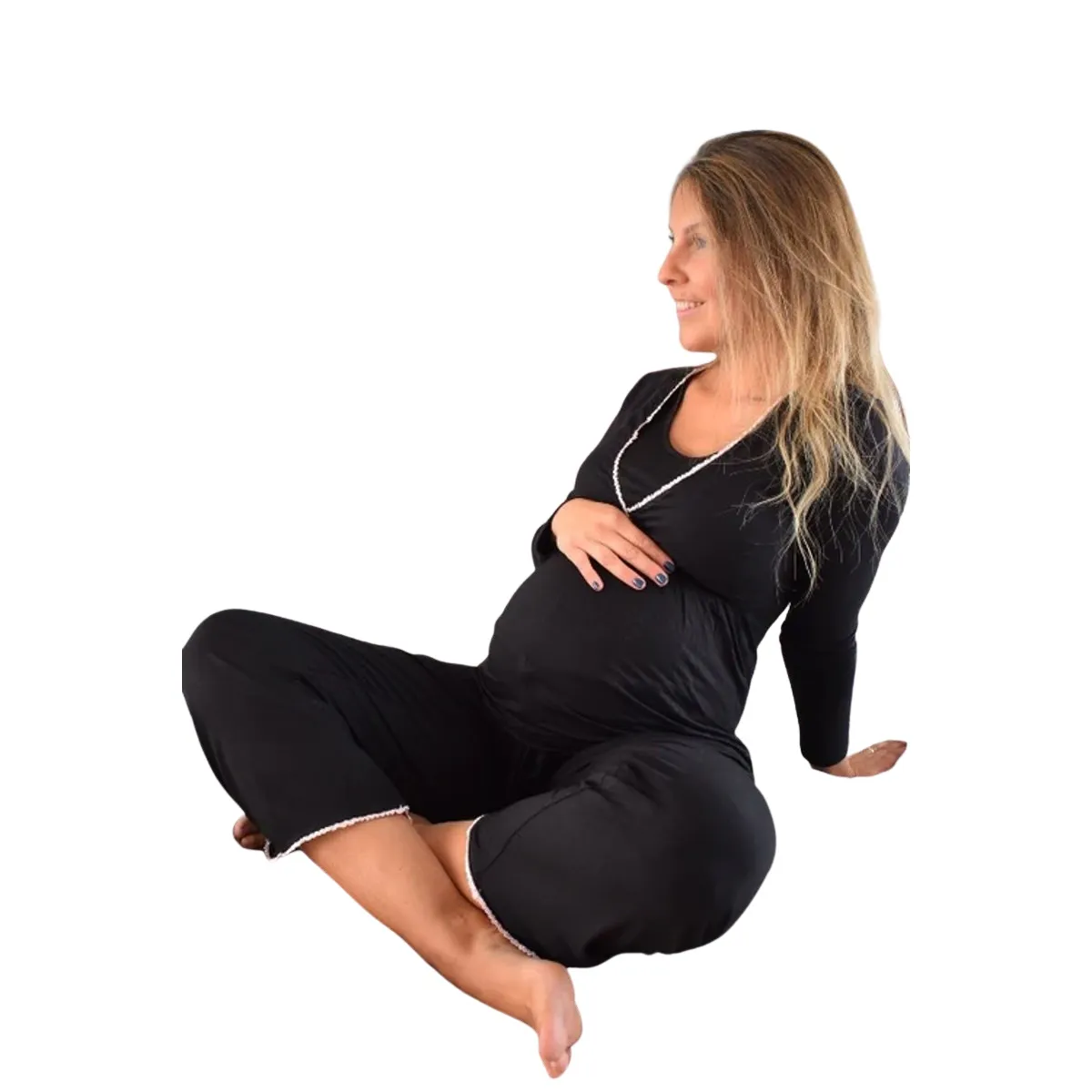 MADREMIA - Pijama Maternal Lactancia Sol Negro Madremía