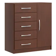 YARDAS - Cómoda Beatriz Caoba 5 Cajones 1 Puerta