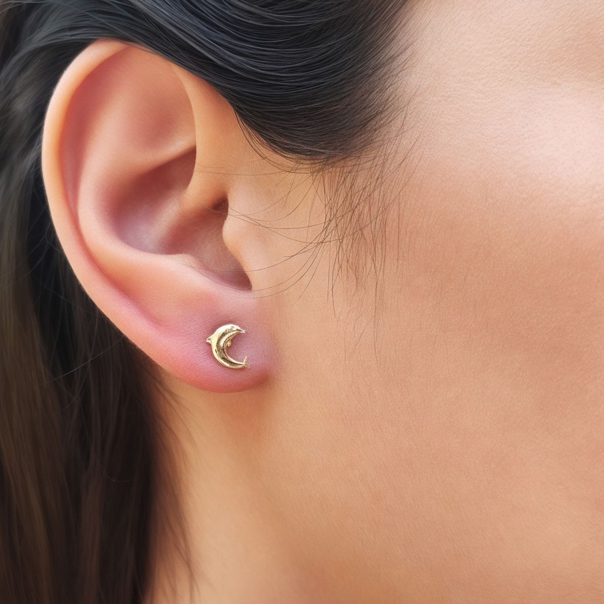 COGGIOLA - Aros Delfín Mini Enchapado Oro 18K