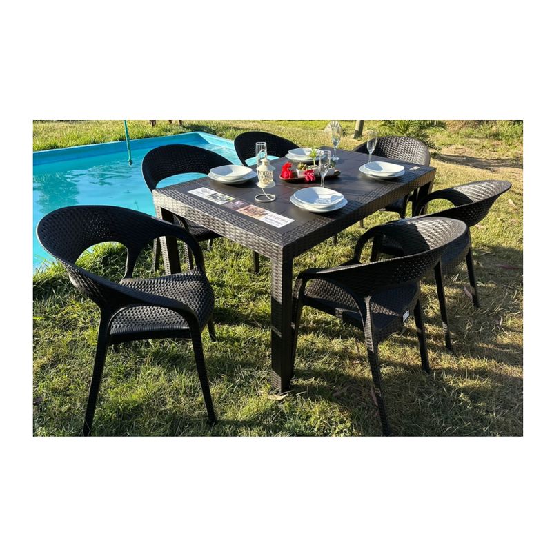 GENERICO - Comedor terraza Zapallar seis personas textura ratan