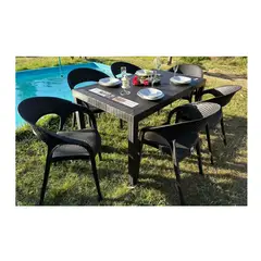 GENERICO - Comedor terraza Zapallar seis personas textura ratan