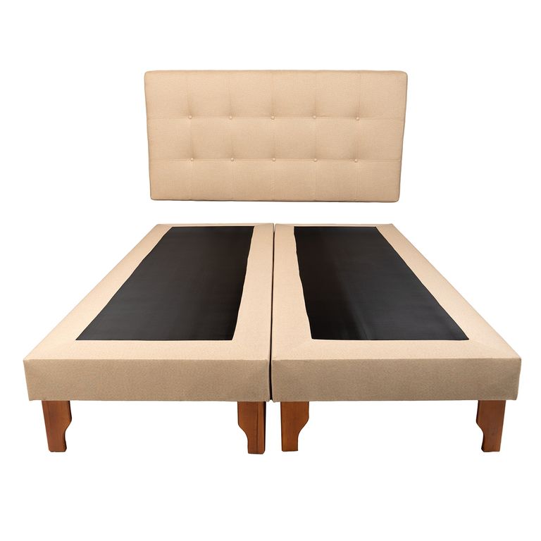 CAMA DOS PLAZA BEIGE LINO.