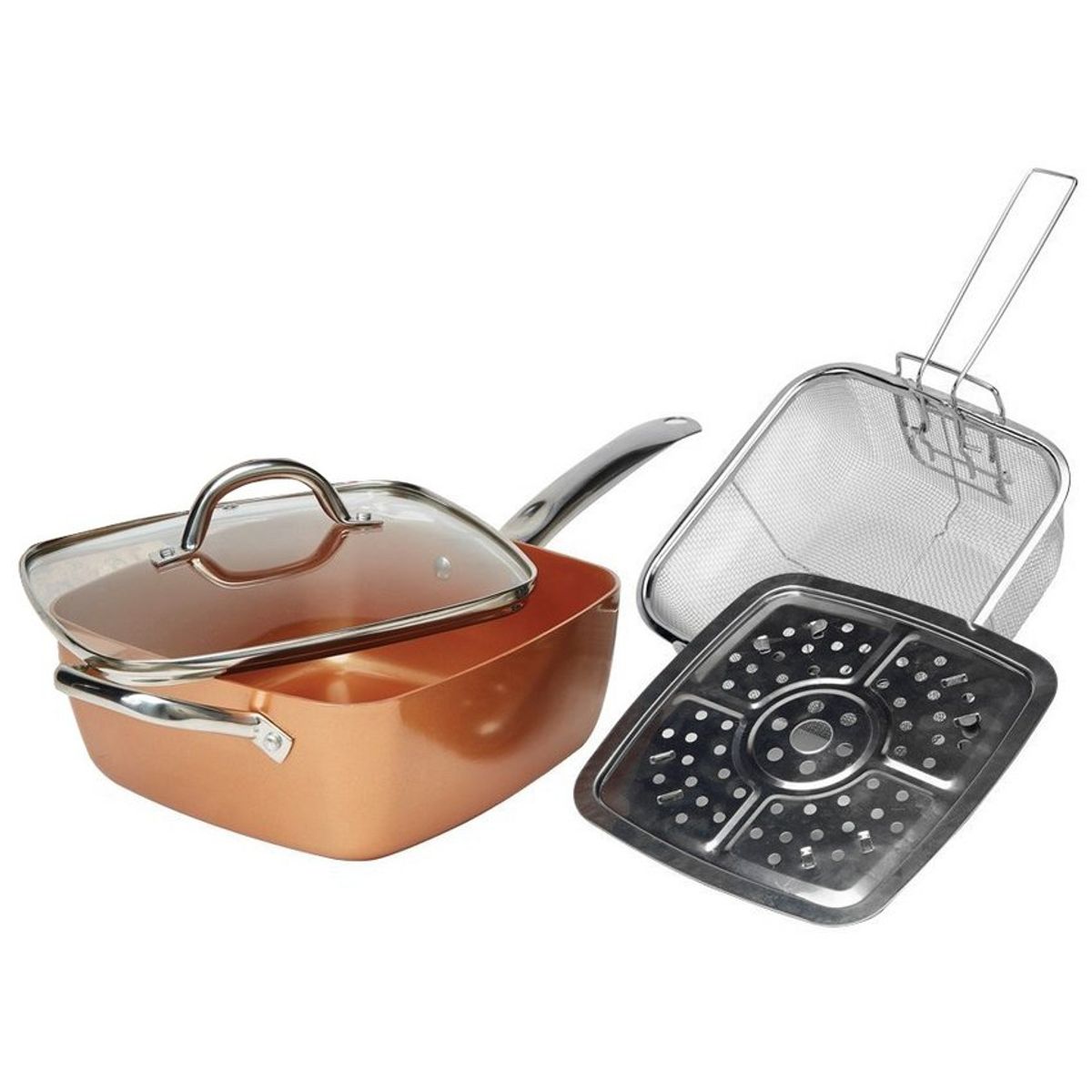 GENERICO - Juego De Cocina 4 Piezas Cacerola Olla Sartén Cuadrada