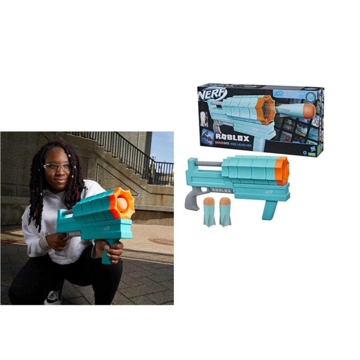 HASBRO - HASBRO F6131 NERF ROBLOX SHARKBITE WEB LAUNCHER