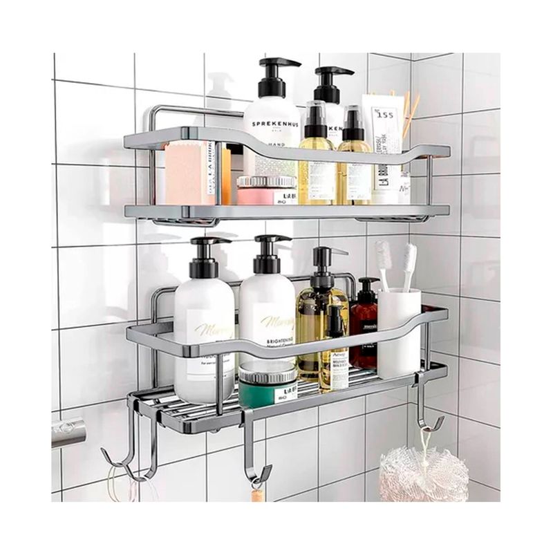 GENERICO - Set 2 Organizador De Ducha Con Adhesivo Inoxidable Gris