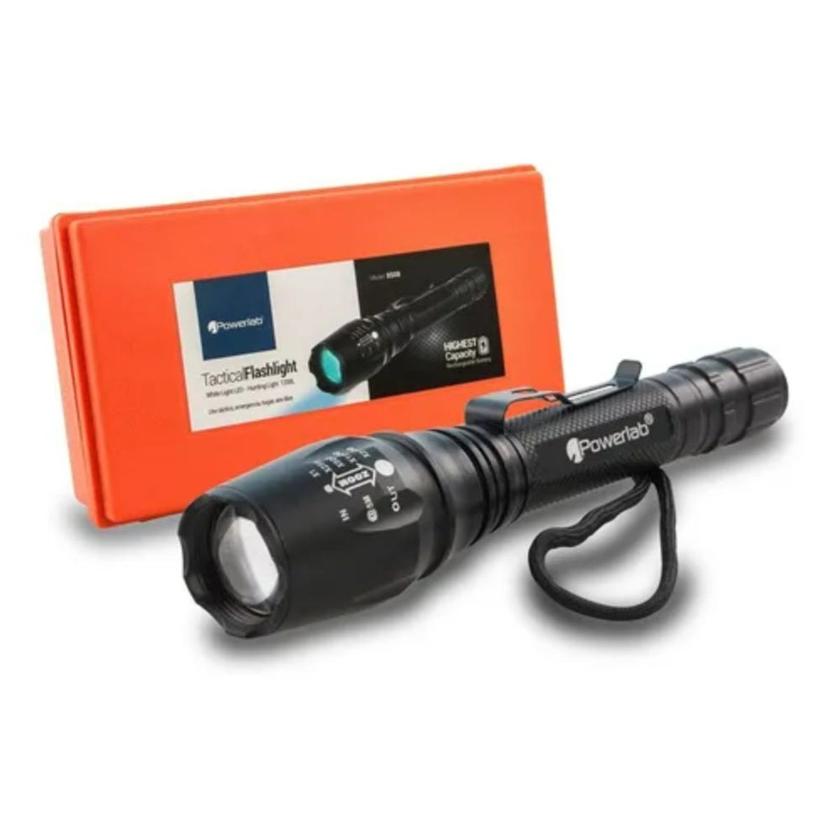 POWERLAB - LINTERNA DE MANO LED TACTICA ZOOM LARGA POWERLAB