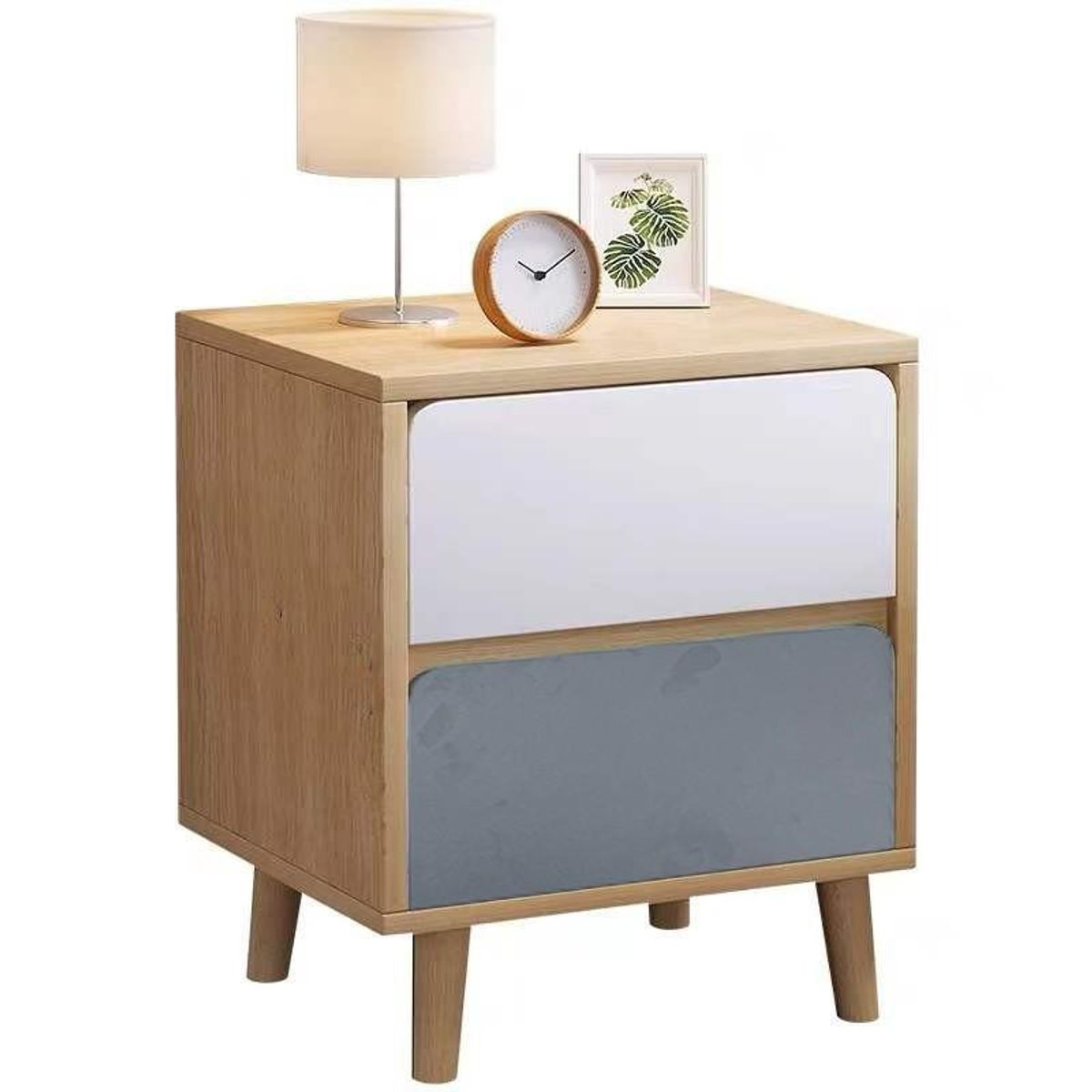 CORI CORI - Velador Nordic 2 Gavetas Blanco/Gris