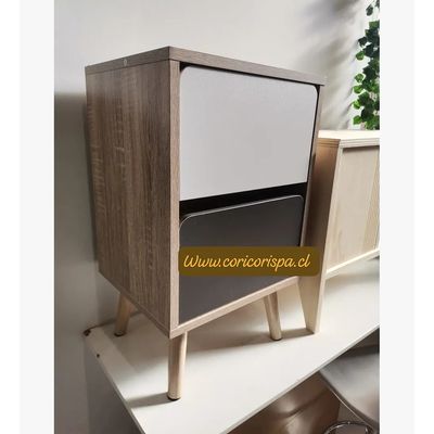 Imagen 2 del producto Velador Nordic 2 Gavetas Blanco/Gris