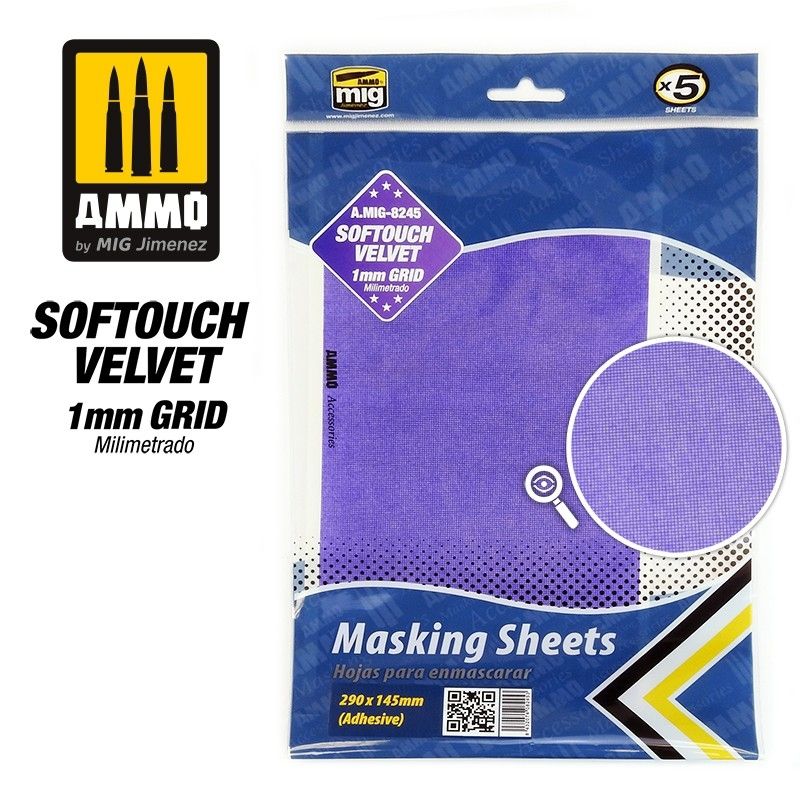 GENERICO - AMMO MIG JIMENEZ AMIG8245 SOFTOUCH VELVET MASKING SHEETS 1MM