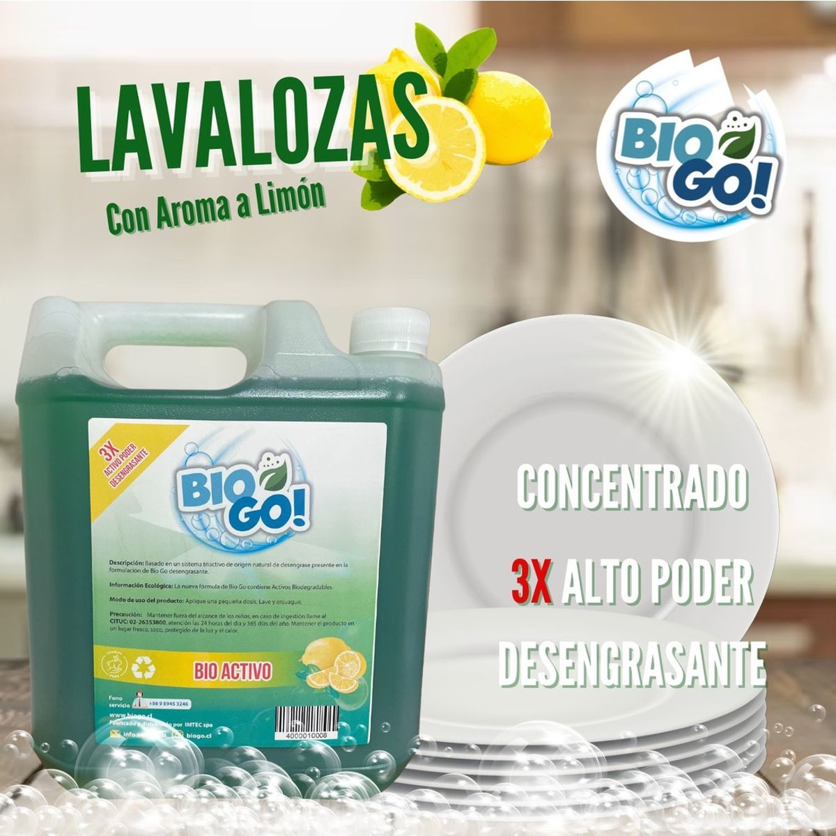 DBLUE - Lavaloza BioGo 3X Bio Activo 5 Litros Pack 3 Unidades DBLUE