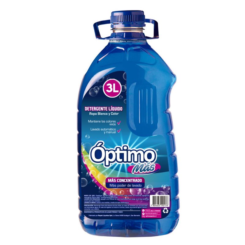 GENERICO - Detergente Liquido Optimo Mas 3 Lts 6 Unidades