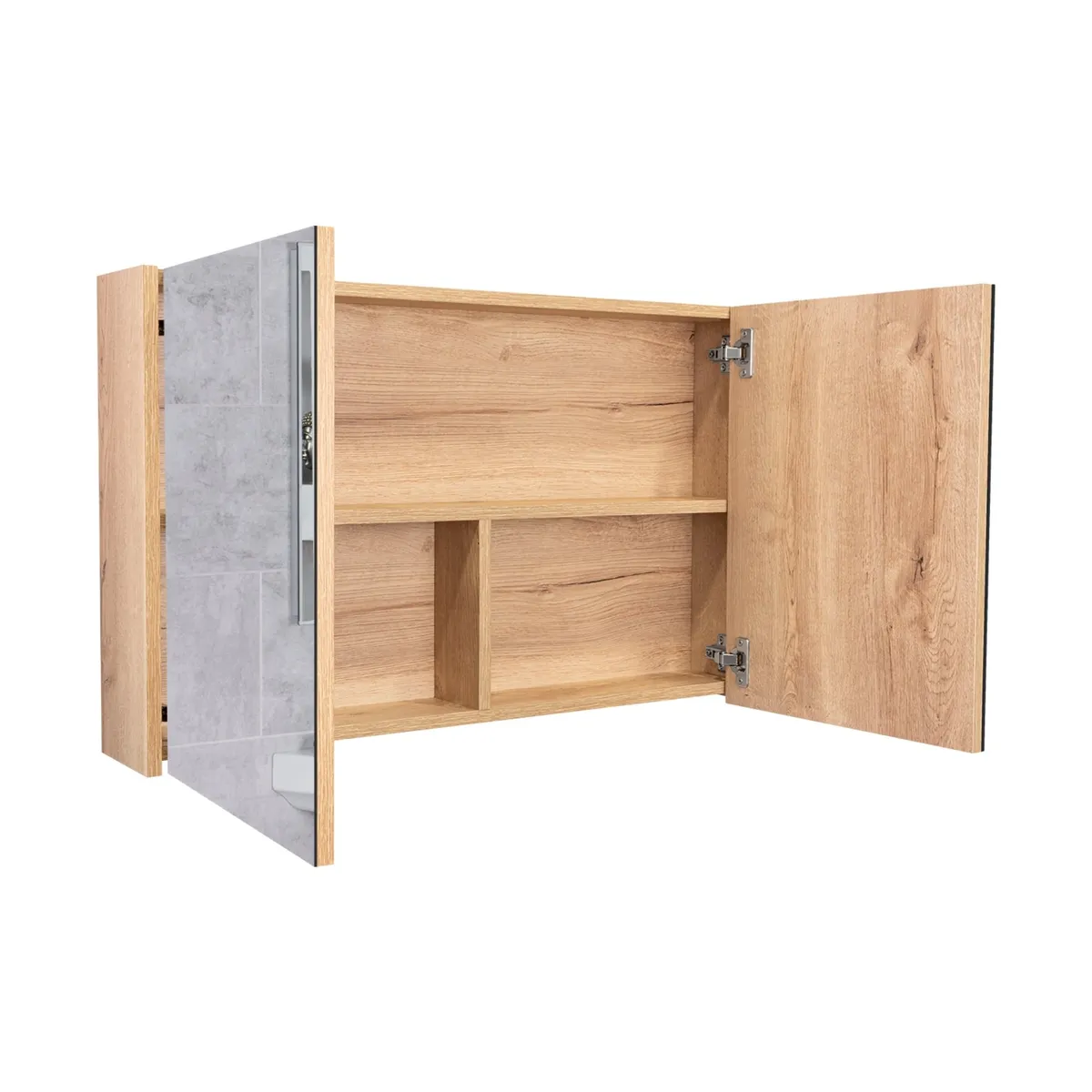 FMFURNITURE - Botiquin 2 Puertas Con Espejo - Café claro 50x80x14.5 cm