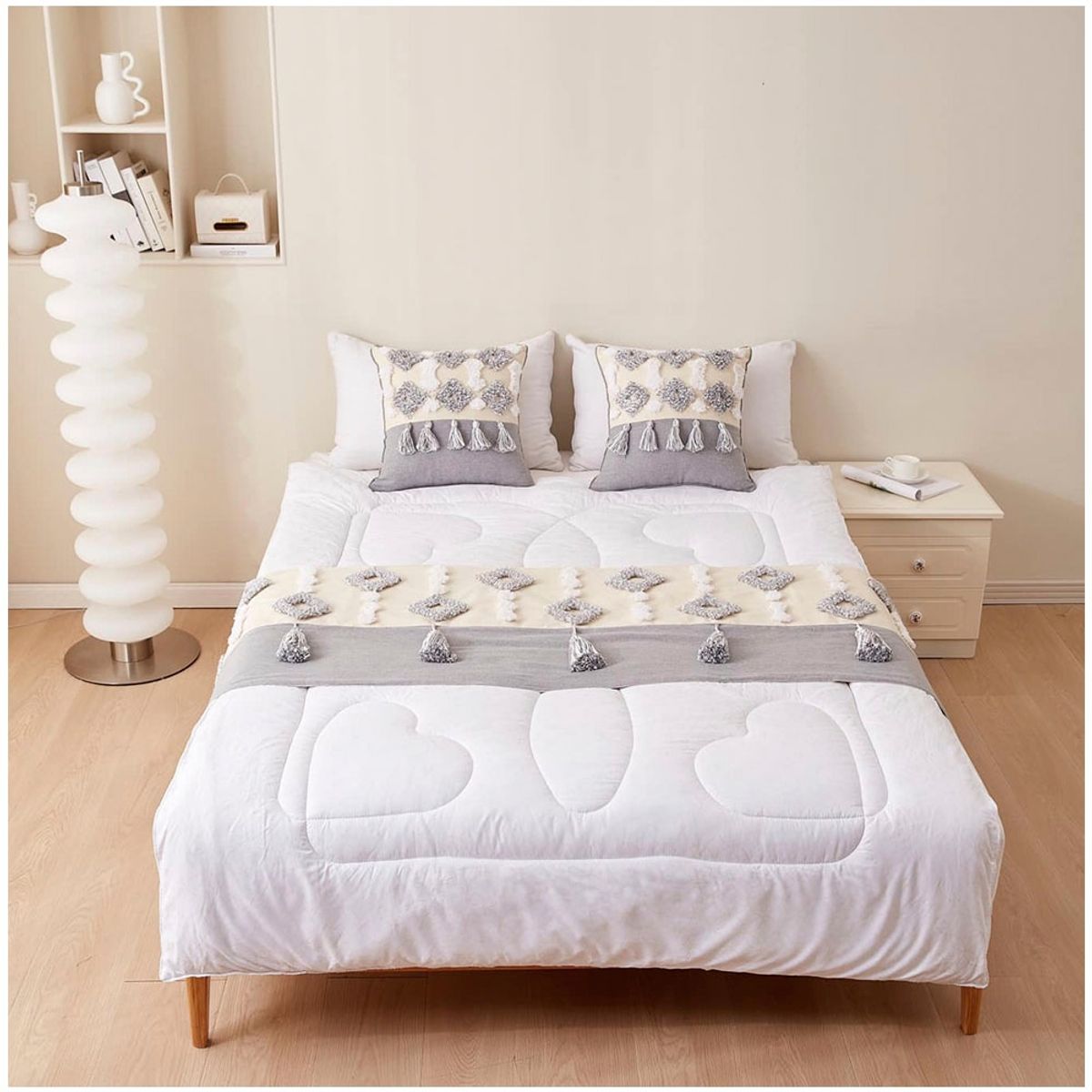 GENERICO - Set Piecera Boho 60 X 210 +2 fundas Gris