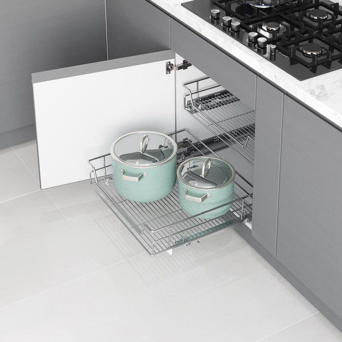 HBT - Cesta Extensible Con Guia Tandem Blum STARAX 40 cm Cromo