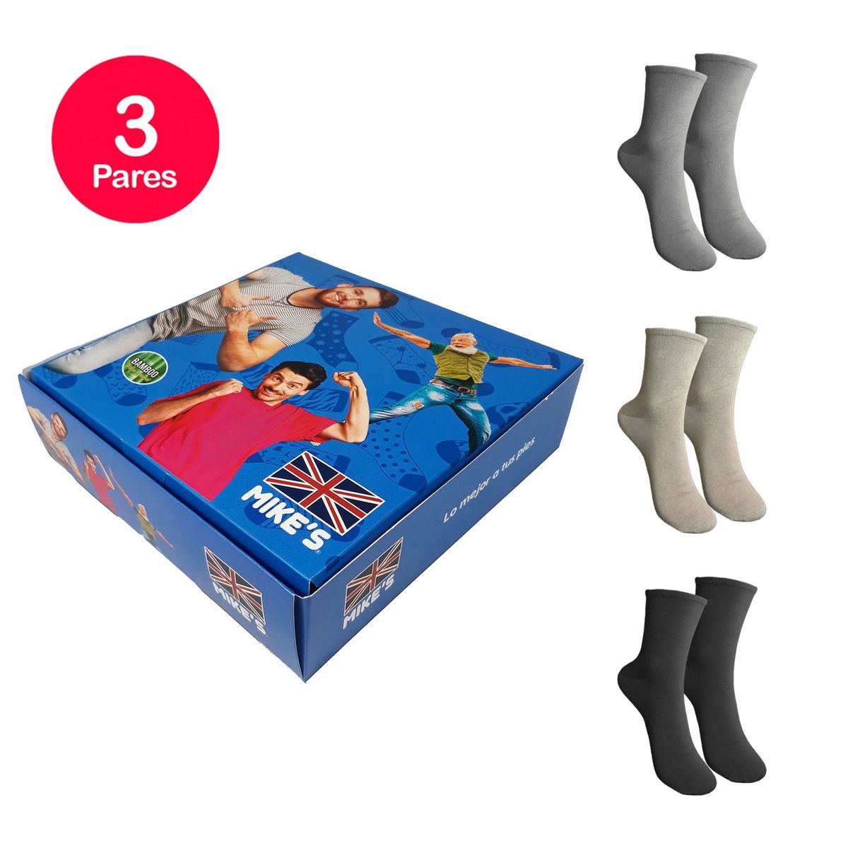 MIKE'S - Calcetín Largo Americano Bamboo Diabético Mike`s Pack 3 MIKE'S