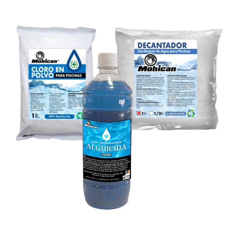 MOHICAN - PROMO ALGUICIDA 1 LT + CLORO GRANULADO 1 KG+ DECANTADOR 1 KG