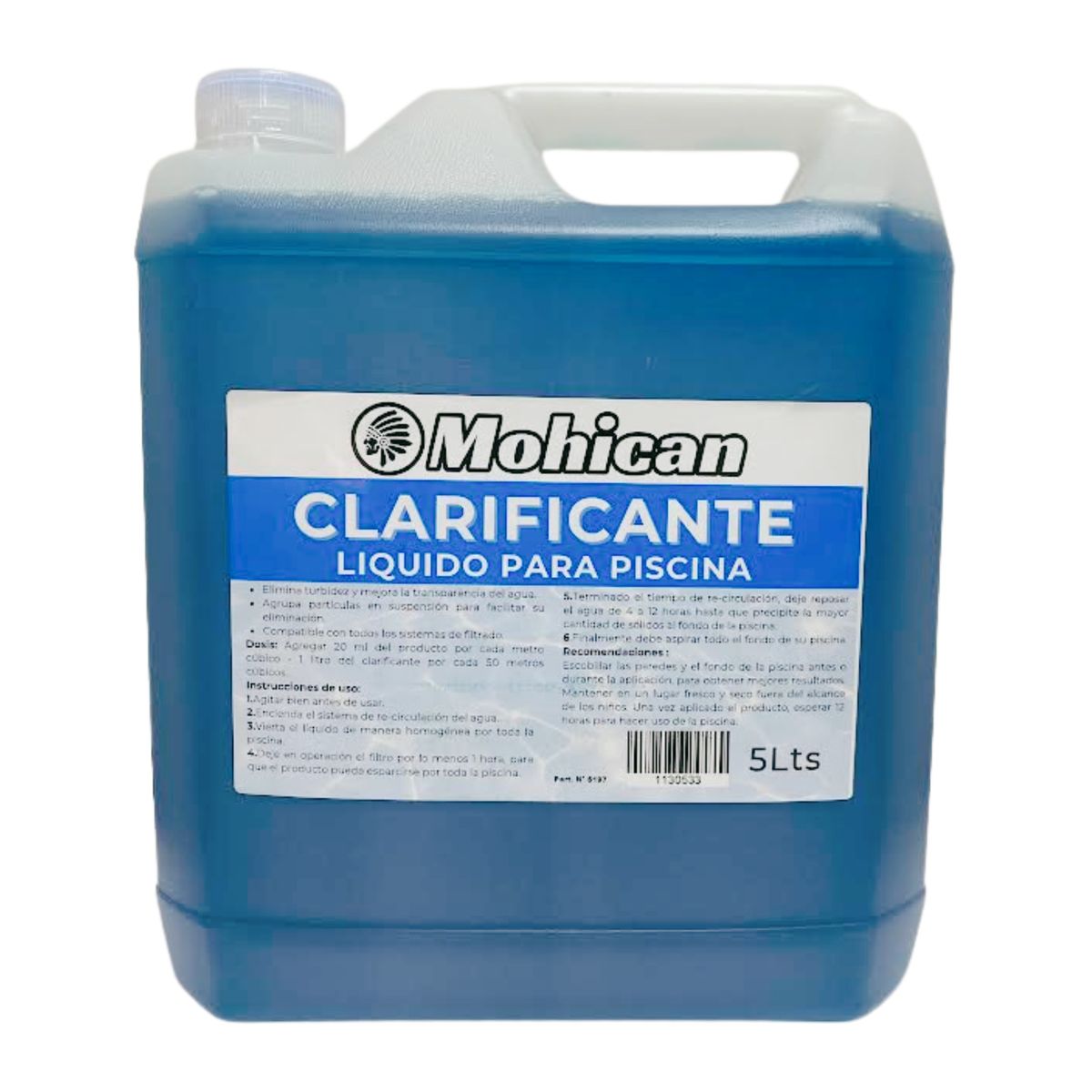 MOHICAN - CLARIFICANTE PARA PISCINA LIQUIDO BIDON 5 LTS MOHICAN