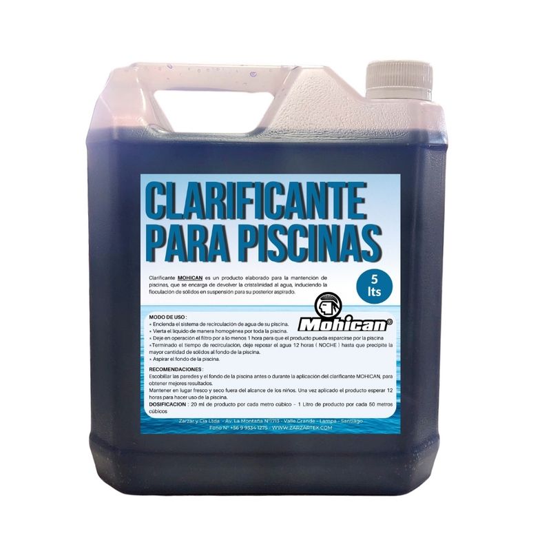 MOHICAN - CLARIFICANTE PARA PISCINA LIQUIDO BIDON 5 LTS MOHICAN