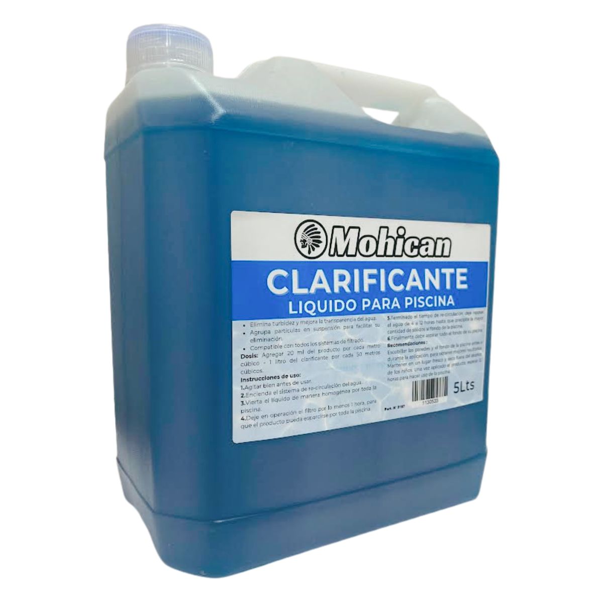 MOHICAN - CLARIFICANTE PARA PISCINA LIQUIDO BIDON 5 LTS MOHICAN