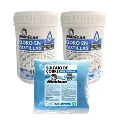 MOHICAN - PROMO 2 CLORO TRIPLE ACCIÓN 1KG + 1 ALGUICIDA PISCINAS 1KG