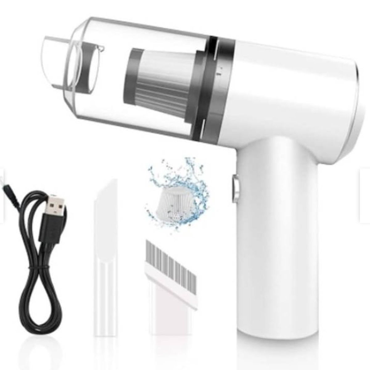 GENERICO - Mini Aspiradora Portátil Recargable Auto Casa 2en1 BLANCO