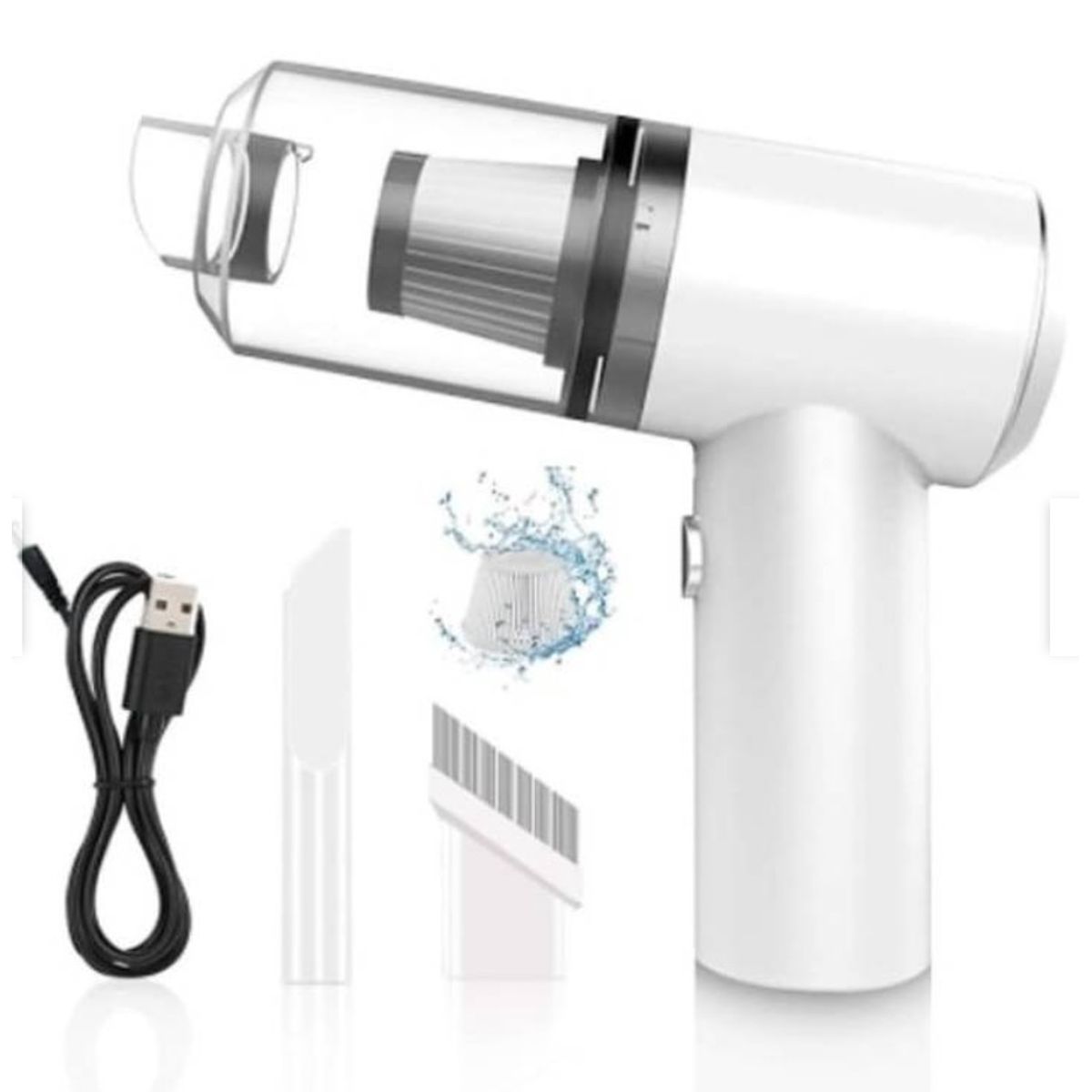 GENERICO - Mini Aspiradora Portátil Recargable Auto Casa 2en1 BLANCO