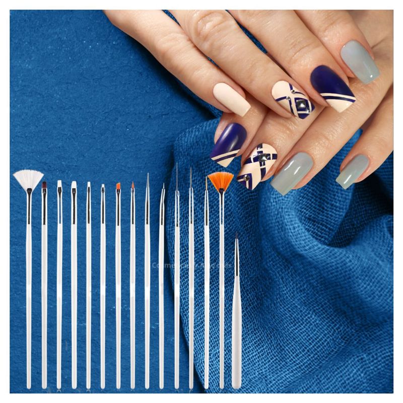 PFIFFERY - Set de 15 pinceles profesionales para decoración de uñas