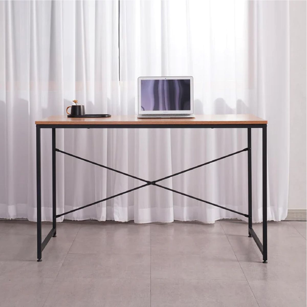 RELAN - Escritorio Estilo Industrial Top Living Desk 3 Negro y Madera