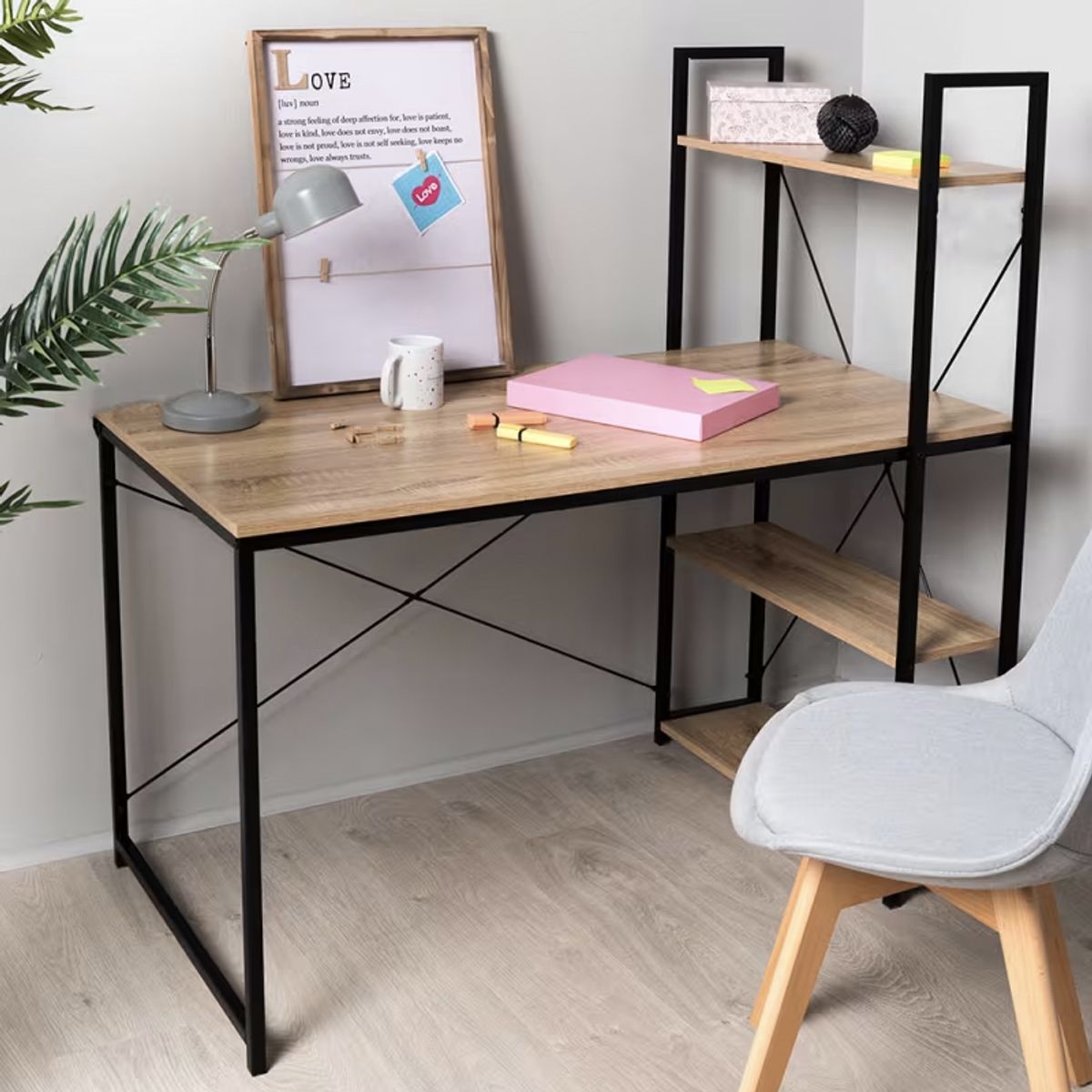 RELAN - Escritorio Estilo Industrial Top Living Estantería Lateral Desk 4