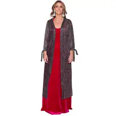 MARIA PASKARO - Tapado Kimono Largo Verona Grafito Brillo Transparente