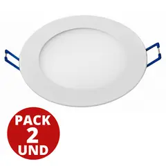 MEGABRIGHT - Panel Led Redondo 12w Embutido LUZ CALIDA PACK 2 UND