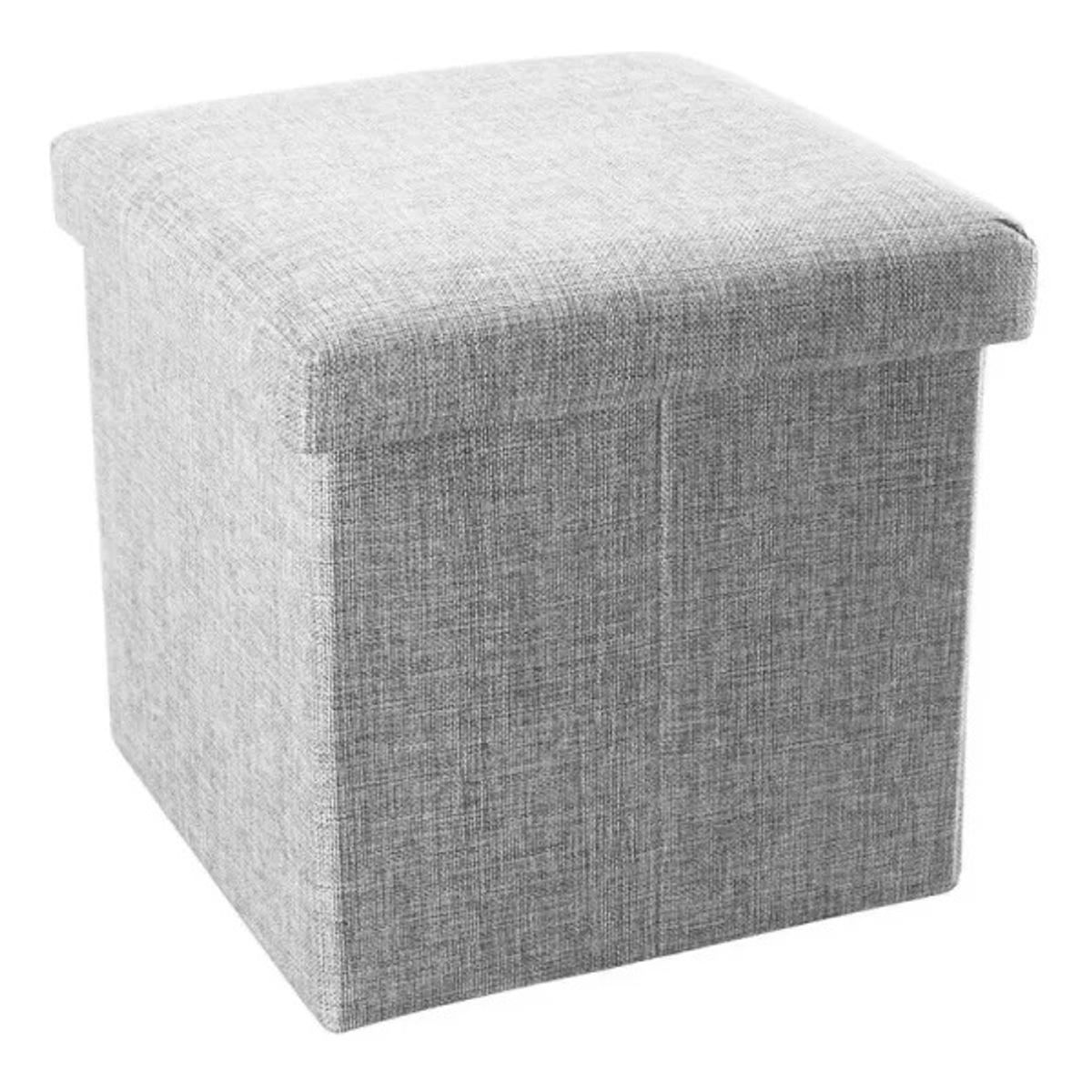 CRUSEC - Puff Silla Baul Organizador Multifuncional 38cm x 38cm - Gris