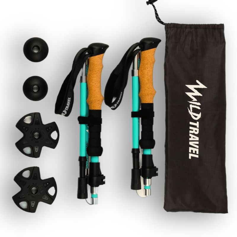WILD TRAVEL - Pack Bastones Plegables de trekking Wild Travel Celeste