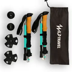 WILD TRAVEL - Pack Bastones Plegables de trekking Celeste