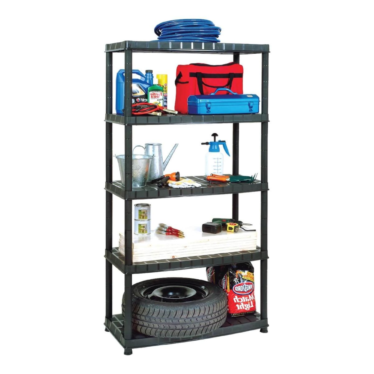 RAM - Estante Repisa Rack Plastico 5 Niveles 85X40X185Cm Negro Ram